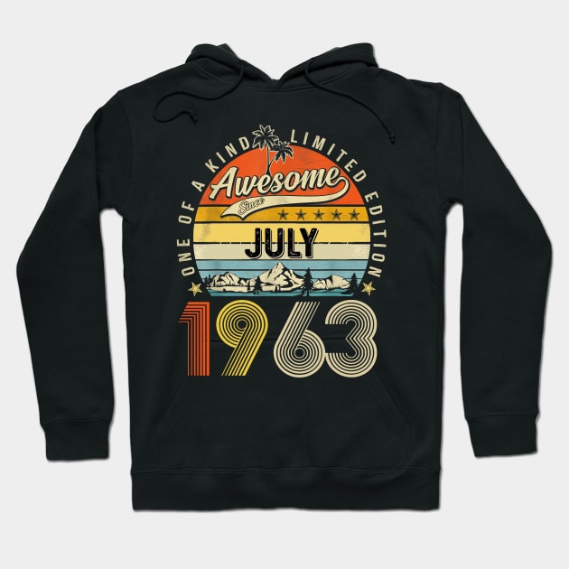 Awesome Since July 1963 Vintage 60th Birthday Hoodie by Ripke Jesus